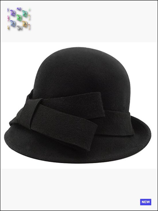 100% Wool Cloche Bucket Hat Vintage Bow Accent Winter Adjustable Fine Quality main image 4